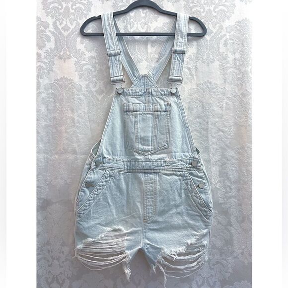 Blank NYC Women’s NWT Piano Solo Denim Shortall With Destroyed Hem Size S New - Picture 2 of 8